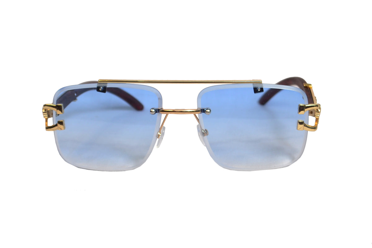 FANCY DOUBLE BRIDGE RIMLESS SUNGLASSES